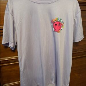 Women's Graphic Tee with Smile Design - Light Purple